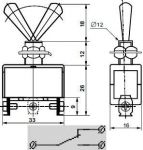 Тумблер Перекидной одна цепь (2 положения, 3 контакта, 1А)