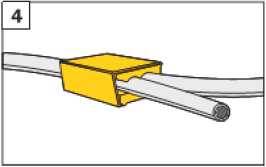 Установка клеммы быстрого монтажа на провод 4 этап Установка клеммы быстрого монтажа на провод 4 действие - соединение готово к подаче напряжения