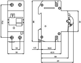 дифавтомат дифференциальный автоматический двухполюсный выключатель KZS 2М С 20А / 0.03 АС 10kA купить Киев цена диференціальний автоматичний вимикач купити Київ ціна ETI