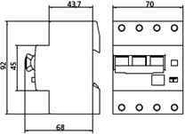 KZS 4М С 16А / 0.03А 6kA дифавтомат дифференциальный автоматический выключатель 4-полюсный купить Киев цена диференційний автоматичний вимикач чотириполюсний купити Київ ціна eti