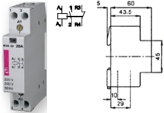 Контактор R 20-11 230V AC 20A AC1 модульный купить Киев цена 1НО + 1НЗ