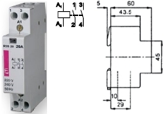 Контактор R 20-20 230V AC 20A AC1 модульный два замыкающих контакта 2НО купить Киев цена