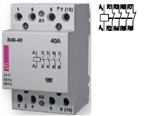 Контактор R 40-04 230V AC 40A AC1 модульный четыре контакта замкнутых купить Киев цена 4НЗ 220В