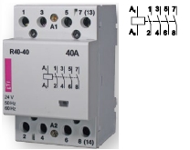 Контактор R 40-40 24V AC 40A AC1 модульный четыре разомкнутых контакта на замыкание купить Киев цена 4НО 24в
