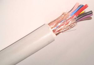 Кабель управления контрольный 12-жильный экранированный 12х1.5 медный многопроволочная гибкая жила сечением 1.5 кв. мм двенадцать жил одиннадцать нумерованных одна желто-зеленая в экране медного плетения общий диаметр кабеля 14.2 мм liycy 12G1.5 16 awg