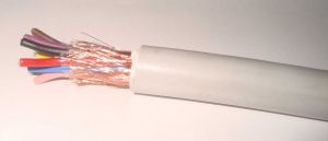 Кабель управления контрольный 25-жильный экранированный 25х1 медный многопроволочная гибкая жила сечением 1 кв. мм двадцать пять жил двадцать четыре нумерованных одна желто-зеленая в экране медного плетения общий внешний диаметр кабеля 16.6 мм liycy 25G1 