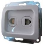 Механизм розетки двойной телефонной серия Sq белый