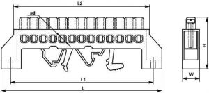 Шина нулевая универсальная 8 отверстий - клемм крепление под винт или на монтажную рейку Din купить Киев цена доставка