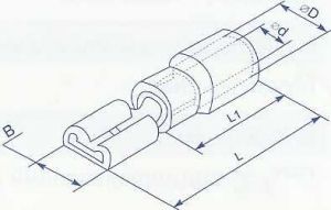 Коннектор плоский с частичной изоляцией, тип мама, ширина лопатки 2.8мм, для провода сечением от 0.5 до 1.5 квадрат мм нужен для формирования изолированных разъемных соединений цепи по принципу "папа - мама" купить в Киеве выгодная цена с доставкой
