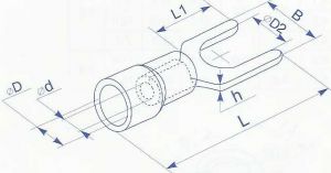 Наконечник вилочный в изоляции для провода сечением от 1.5 до 2.5 квадрат мм, под винт М4, ток до 25А купить в Киеве по выгодной цене с доставкой