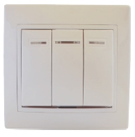 Выключатель трехклавишный с подсветкой в стену скрытая установка купить Киев цена вимикач триклавішний з підсвічуванням купити Київ ціна