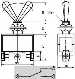 Тумблер Перекидной одна цепь 2 положения 3 контакта 1А купить Киев цена доставка Тумблер перекидний перемикання один ланцюг 2 положення 3 контакти 1А купити Київ вигідна ціна