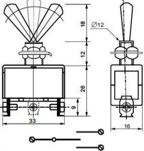 Тумблер Вкл Выкл Вкл одна цепь 1-0-2 3 положения 3 контакта 1А купить Киев цена доставка Тумблер Увімкнути Вимкнути Увімкнути два ланцюги 3 положення 3 контакти 1А купити Київ вигідна ціна доставка
